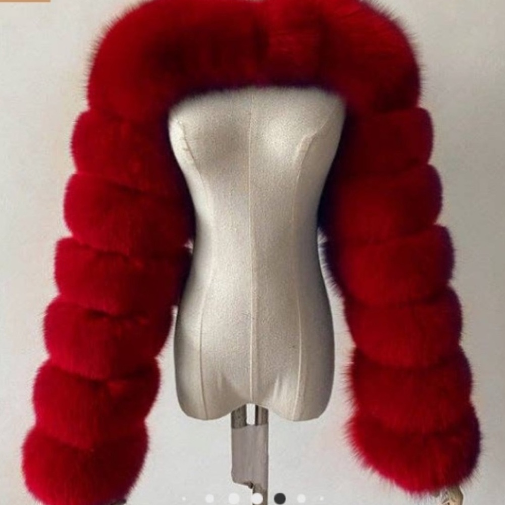 New red wine faux fur scarf
